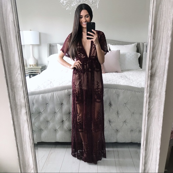 FINAL 2!!! Burgundy Lace Maxi Romper - Picture 5 of 16